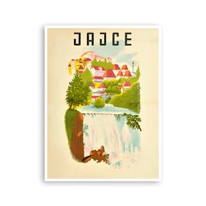 Jajce Art Bosnia Travel Poster Vintage Bosnian Print Home Decor (XR4402)