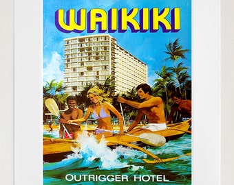 Waikiki Hawaii Art Wall Decor Retro Travel Poster  (ZT604)