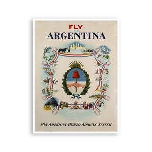 Argentina Poster Travel Art Pan American Print (XR3869)