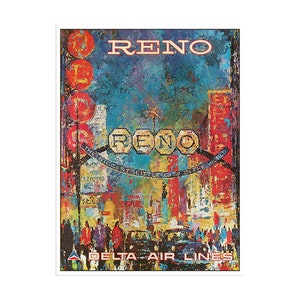 Reno Wall Art Print Nevada Vintage Travel Poster (ZT696)