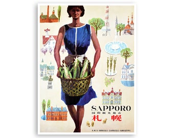 Sapporo Travel Art Hokkaido Print Japanese Decor Japan Poster Vintage Asian Home Decor (XR4411)