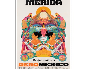 Merida Travel Poster Yucatan Mexico Vintage Art Print (XR4588)