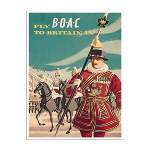 Póster de viaje de Gran Bretaña Arte británico Impresión del Reino Unido BOAC Airlines (XR4729)a