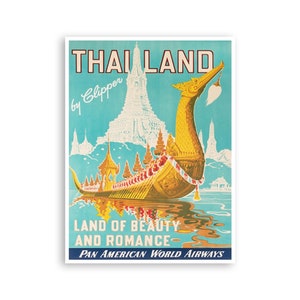 Thailand Poster Travel Art Print Vintage Thai Home Decor (XR3196)