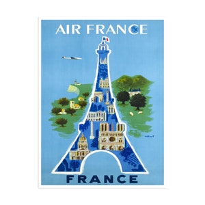 Póster de viaje a París, impresión artística francesa de Air France (XR1755)a
