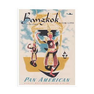 Bangkok Art Thailand Poster Travel Print Vintage Thai Home Decor (XR1441)