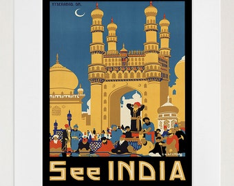 Travel Poster India Vintage Print  Wall Art (ZT239)