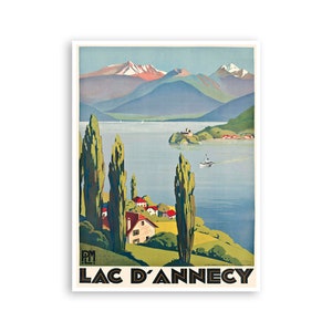 Lake Annecy Art France Print Roger Broders Travel Poster (XR3838)a
