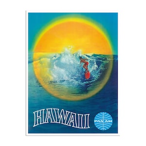 Hawaiian Print Surfing Art Hawaii Travel Poster (TR96)a
