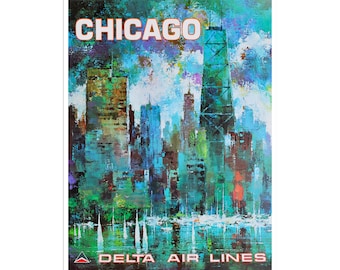 Chicago Art Print Travel Poster Retro Home Decor (XR2224)