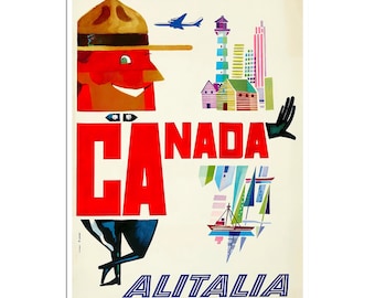 Canada Art Vintage Travel Poster Canadian Mountie Print (XR4874)