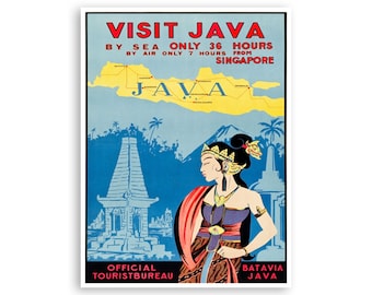 Java Travel Poster Indonesia Art Tourism Print (XR1765)a