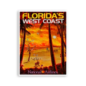Florida Travel Poster West Coast Of Florida Art Wall Decor Retro Print  (XR4082)