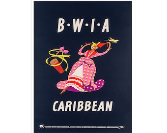 Caribbean Print BWIA Travel Poster Art (XR2187)a