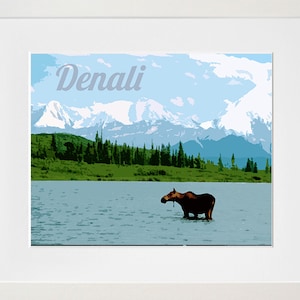 Denali National Park Art Alaska Travel Poster Print (ZB2)