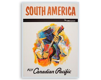 Zuid-Amerika kunst Canadian Pacific Airlines reisposter print (XR1965)a