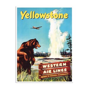Yellowstone National Park Art Print Travel Poster Vintage Home Decor (XR870)