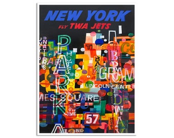New York Art 1960s Travel Poster New Yorker Gift Print (XR4487)a