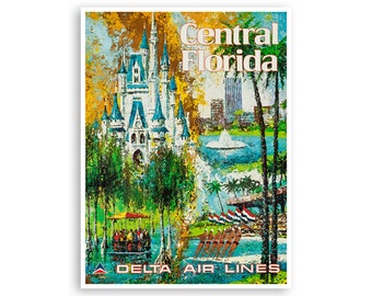 West Coast Florida Delta Air Lines United States Travel Advertisement Poster 