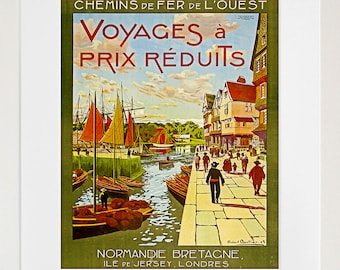 Normandy Travel Poster France Print Vintage Art (ZT122)a