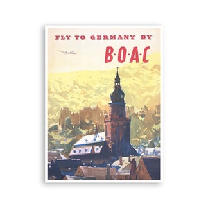 Germany Art Print German Decor BOAC Travel Poster (XR4079)a