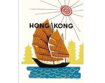 Hong Kong Art Print Travel Poster Retro Asian Home Decor (XR853)