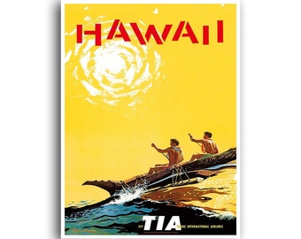 Hawaii Art TIA Travel Poster Outrigger Print (XR967)a