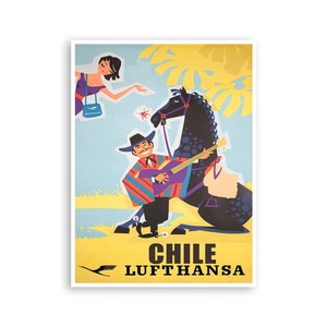 Chile Travel Poster Vintage South America Print Chilean Art (XR4448)