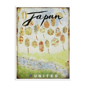 Japan Travel Poster Japanese Art United Airlines Print (XR4009)a