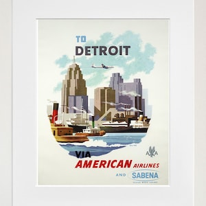 Detroit Art Travel Poster Print Michigan Home Wall Decor (XR347)