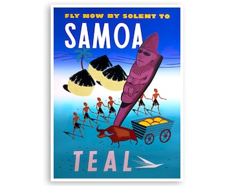 Póster de viaje vintage de Samoa Art con impresión polinesia retro (XR4434)