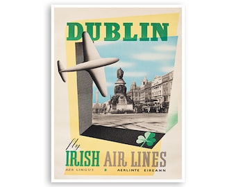 Póster de viaje artístico de Dublín, Irlanda, decoración de pared irlandesa (XR3276)