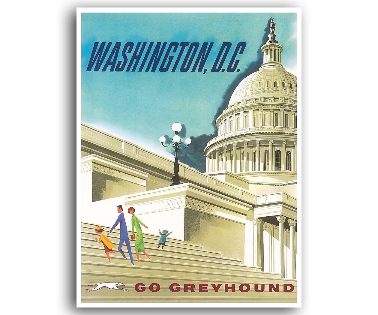Washington DC Travel Poster Art Wall Decor Vintage Print Etsy