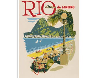 Brazil Wall Art Vintage Poster Rio De Janeiro Travel Print (XR3248)