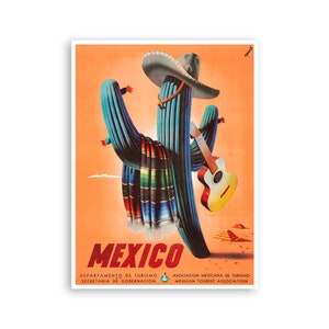 Mexiko Reise Poster Mexikanische Kunst Kaktus Print (XR3379)a