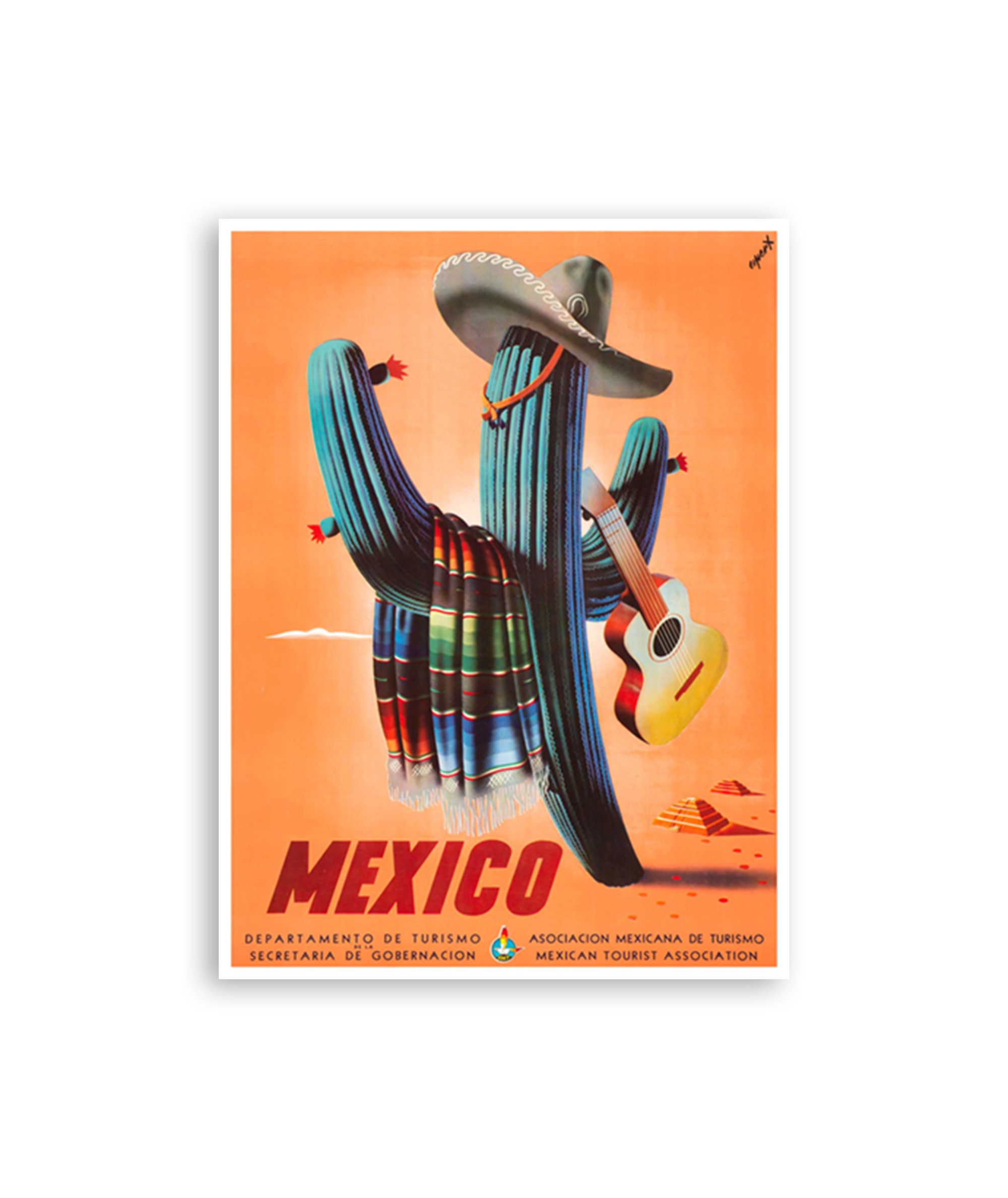 Aztec Camera 販促ポスター 額装 フリッパーズ Mexico Travel Poster Mexican Art Cactus Print (xr3379)a - Etsy New