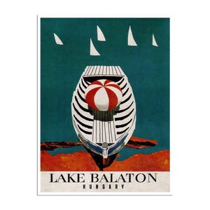 Plattensee Poster Ungarn Travel Print Ungarische Kunst (XR138)a