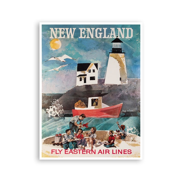 Impression d'affiche vintage d'art de voyage de la Nouvelle-Angleterre (XR3671)