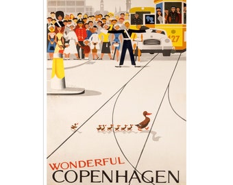 Copenhagen Denmark Art Retro Travel Poster Vintage Wall Art Print (XR2352)