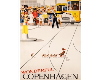 Copenhagen Denmark Art Retro Travel Poster Vintage Wall Art Print (XR2352)