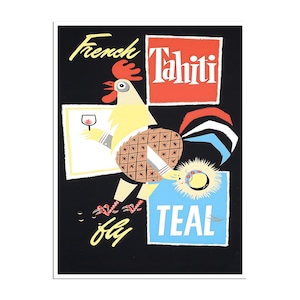 Tahiti Art Rooster Print Vintage Travel Poster (XR4847)
