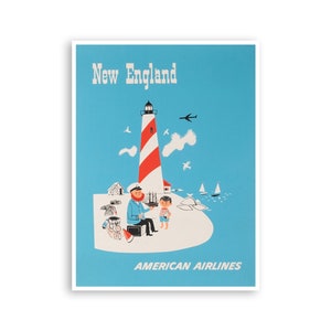 New England Poster Art American Airlines Travel Print (XR2113)a