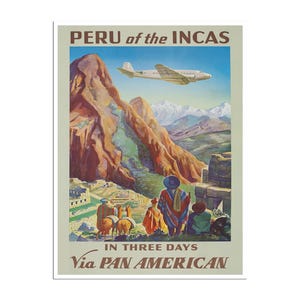 Peru Art Peruvian Print Pan American Airlines Travel Poster (ZT289)a