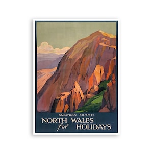 North Wales Print Vintage Travel Poster Roger Broders Art (XR4170)