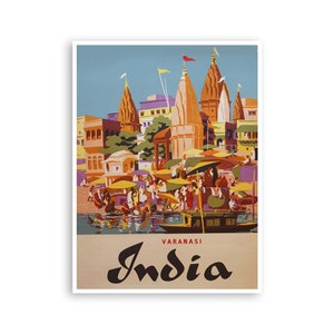 India Travel Art Varanasi Print Indian Vintage Home Decor Poster (ZT133)