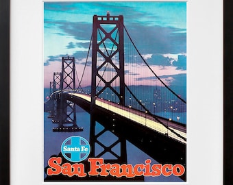 Art Print San Francisco Golden Gate Bridge Vintage Travel Poster (TR87)