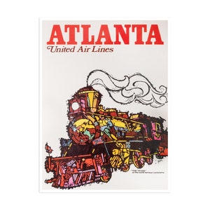 Atlanta Travel Poster Georgia Print Railroad Art United Airlines (XR1917)a