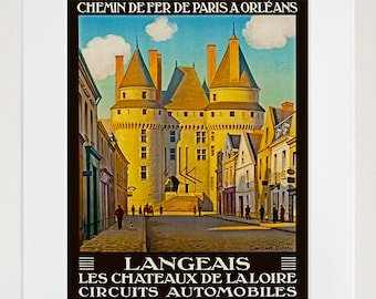 Art French Travel Poster France Langeais Vintage Print (ZT168)