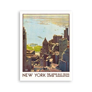 Manhattan Print New York Art Vintage Travel Poster (ZT137)a