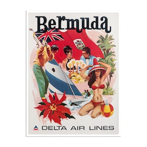 Bermuda Art Daniel Sweeney Print Delta Airlines Travel Poster (XR4929)